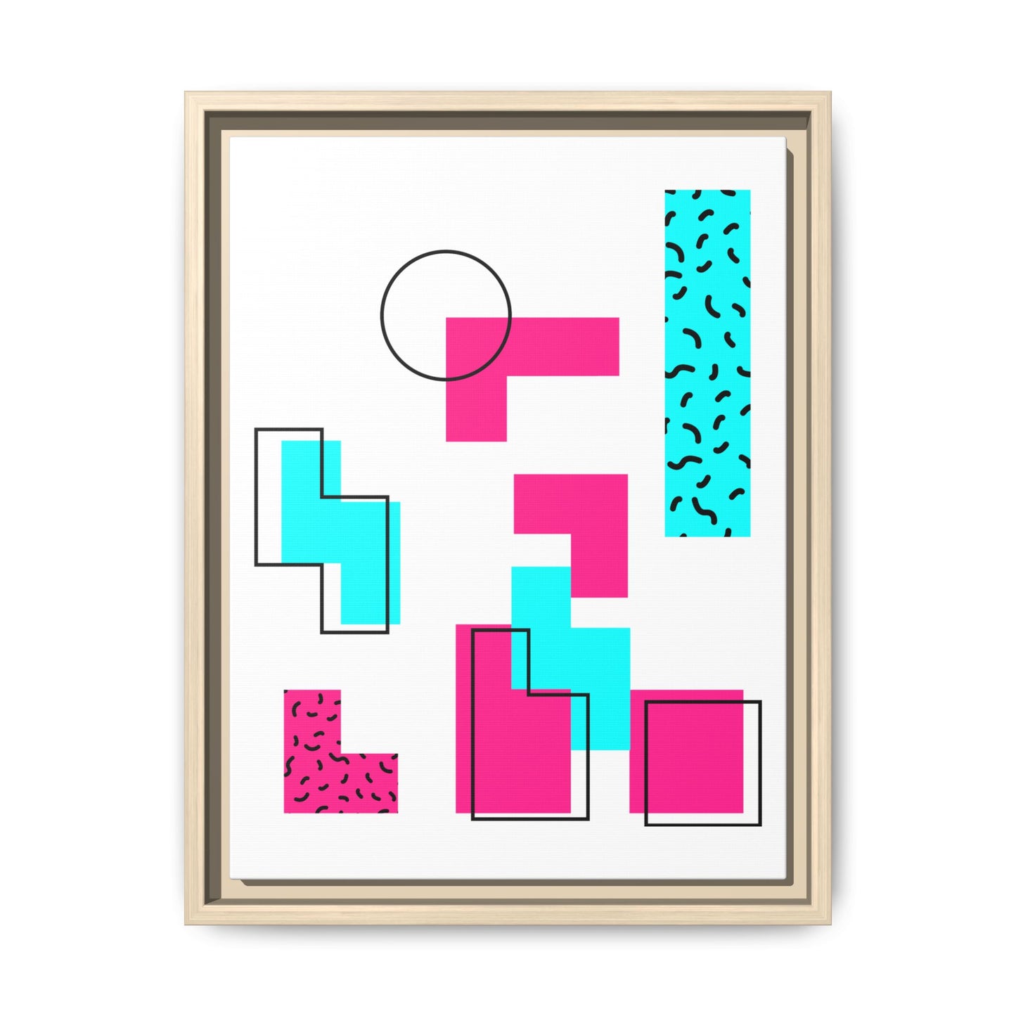 Retro Geometric Vibes - Framed Canvas