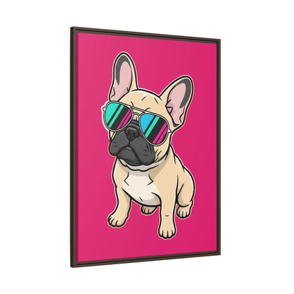 French Bulldog with Sunglasses - Framed Canvas