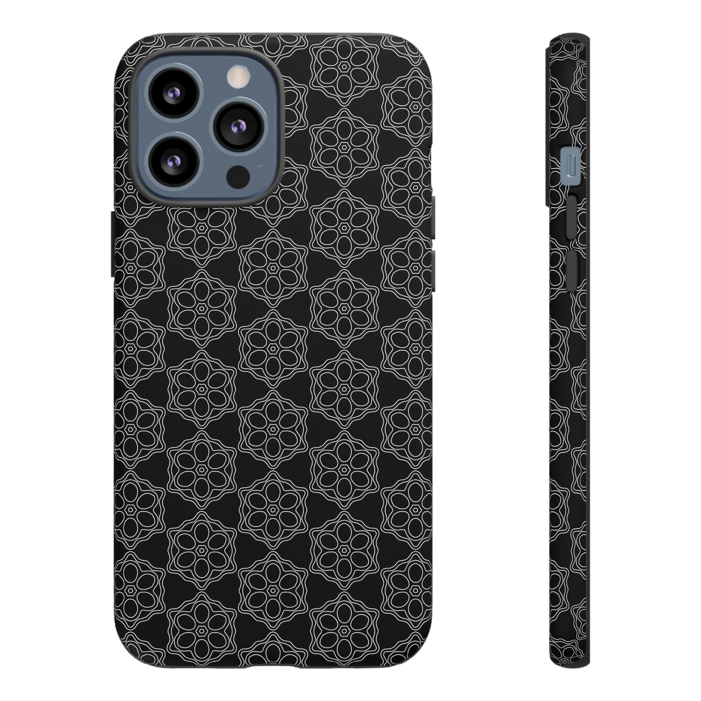 Geometric Pattern Phone Case, Dark Floral Case for Tough Protection, Stylish Smartphone Accessory, Gift for Tech Lovers, Trendy Mobile Cover