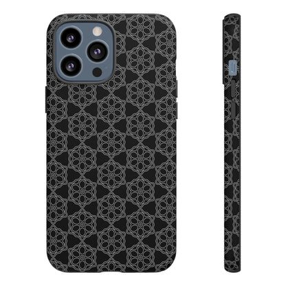 Geometric Pattern Phone Case, Dark Floral Case for Tough Protection, Stylish Smartphone Accessory, Gift for Tech Lovers, Trendy Mobile Cover