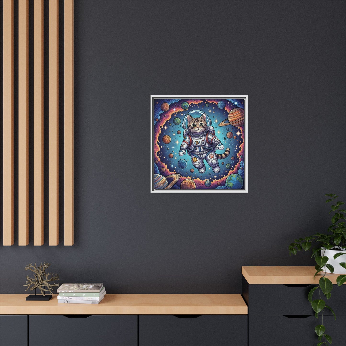 Astronaut Cat - Framed Canvas