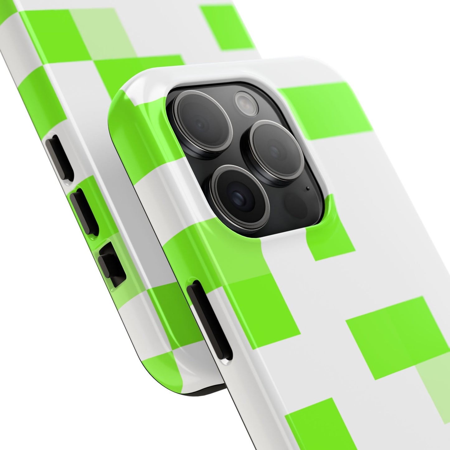 Lime Green Pixel Grid - Phone Case