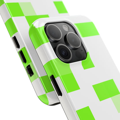 Lime Green Pixel Grid - Phone Case