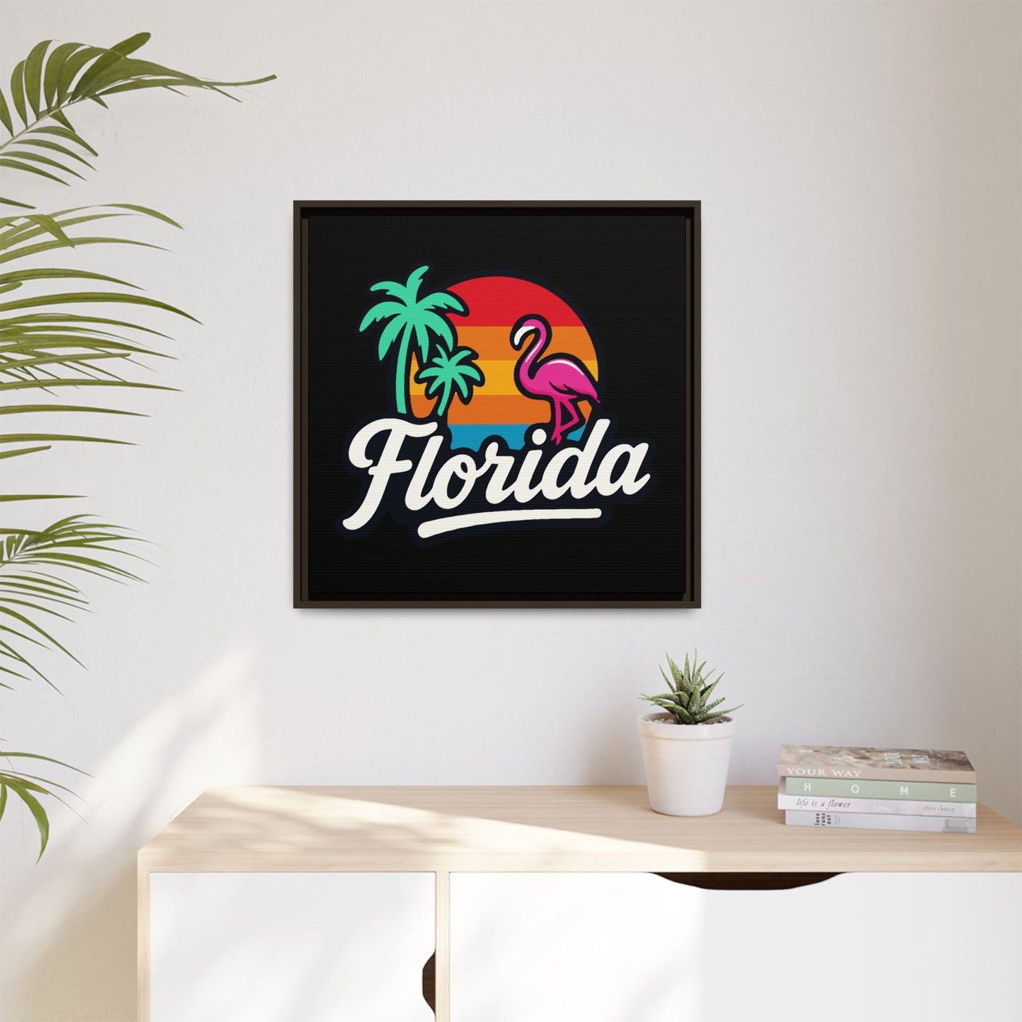 Florida Sunset Palm - Framed Canvas