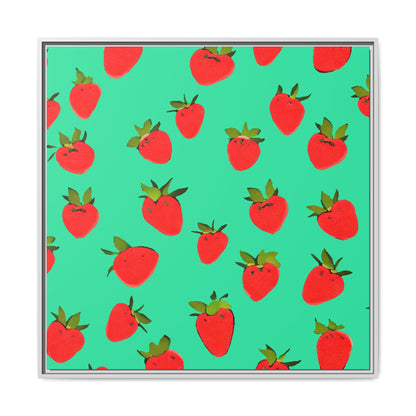 Strawberry Pattern - Framed Canvas