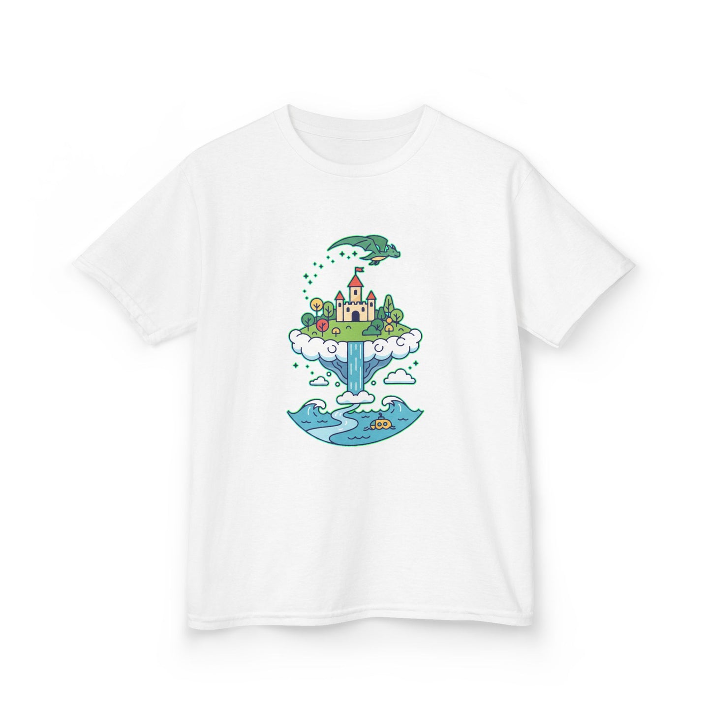 Floating Castle Dragon - Magical Fantasy Island - Kids Tee