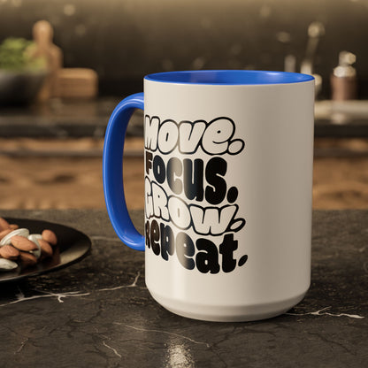 Move. Focus. Grow. Repeat. - Colorful Mug