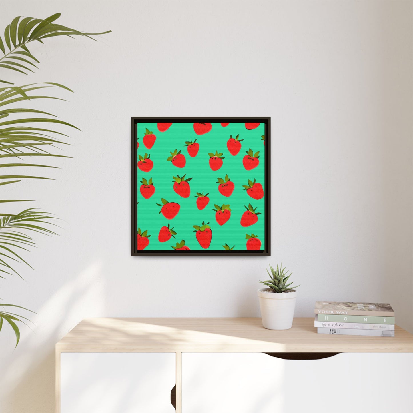 Strawberry Pattern - Framed Canvas