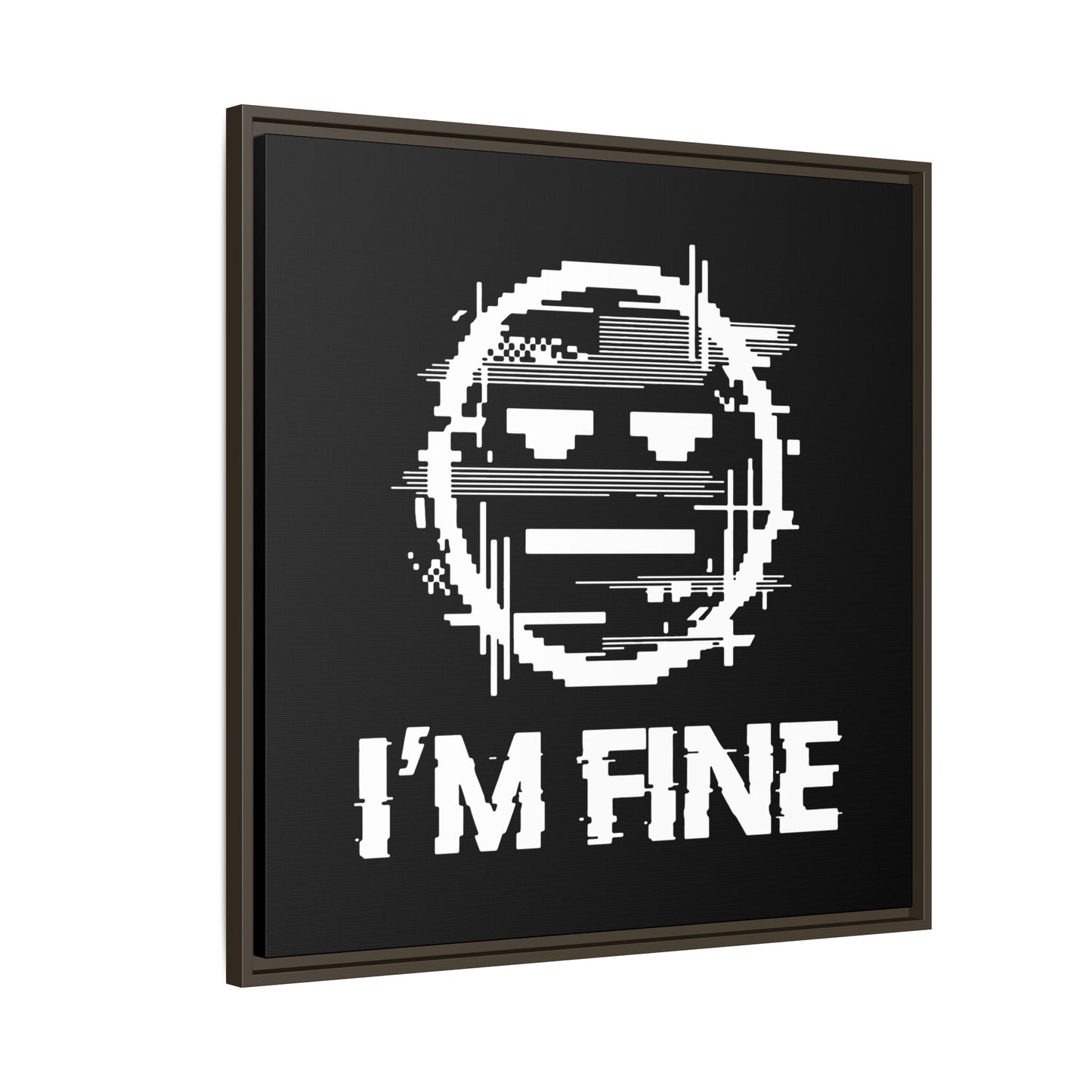 I’m Fine Glitched Smiley - Framed Canvas