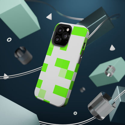 Lime Green Pixel Grid - Magnetic Phone Case