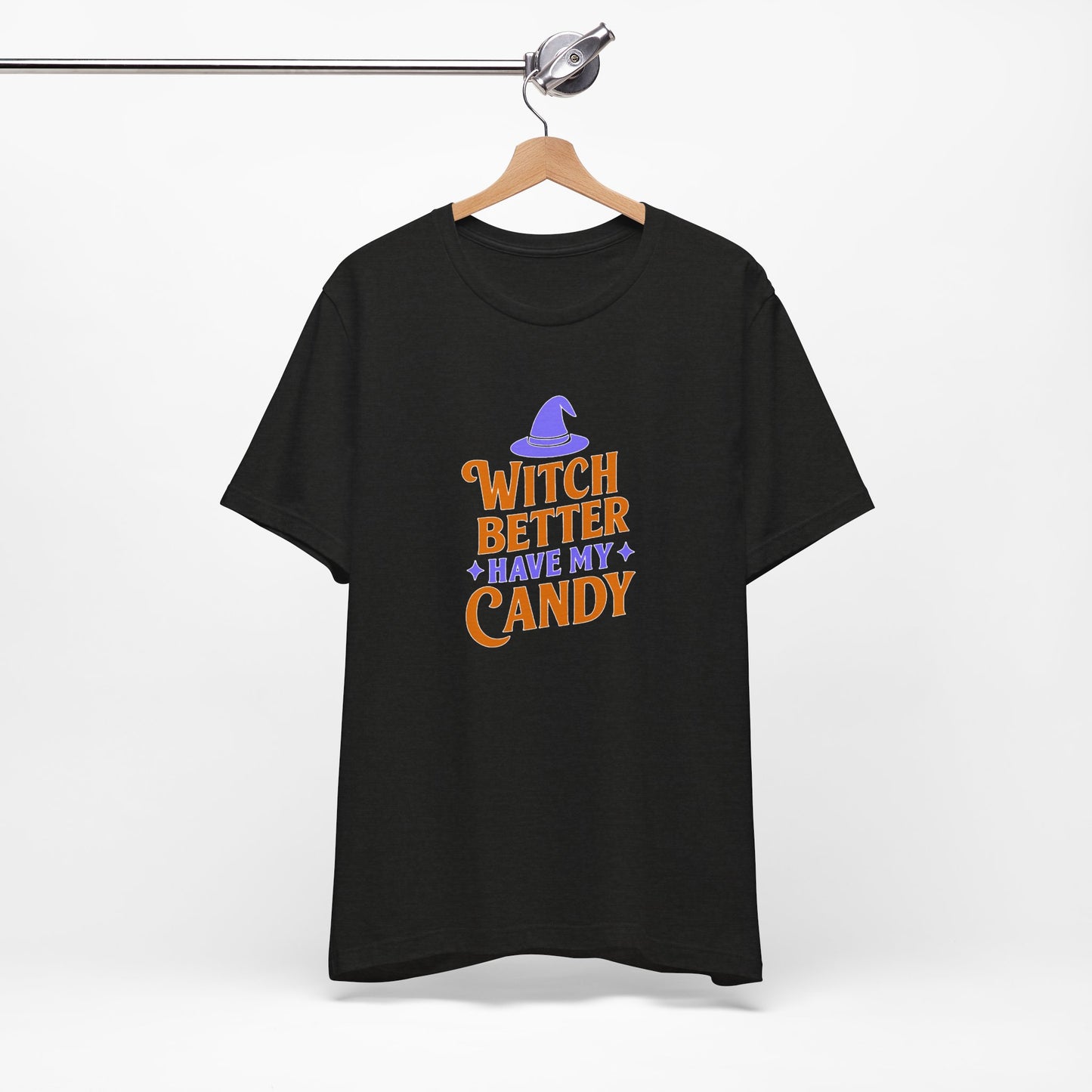 Halloween Witch Candy Tee, Funny Halloween Shirt, Unisex Halloween T-Shirt, Casual Fall Apparel, Trick or Treat Outfit