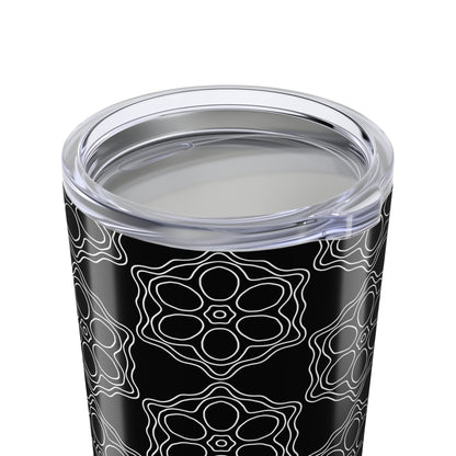 Elegant Black Patterned Tumbler 20oz | Stainless Steel Travel Mug, Modern Drinkware for Coffee, Tea, Gifts, Home & Office
