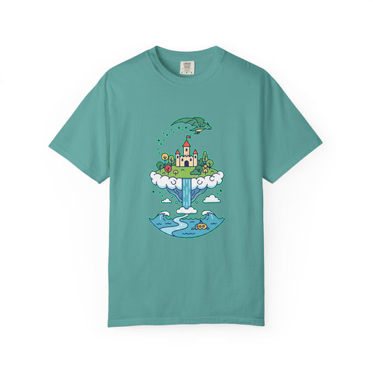 Floating Castle Dragon - Magical Fantasy Island - T-Shirt
