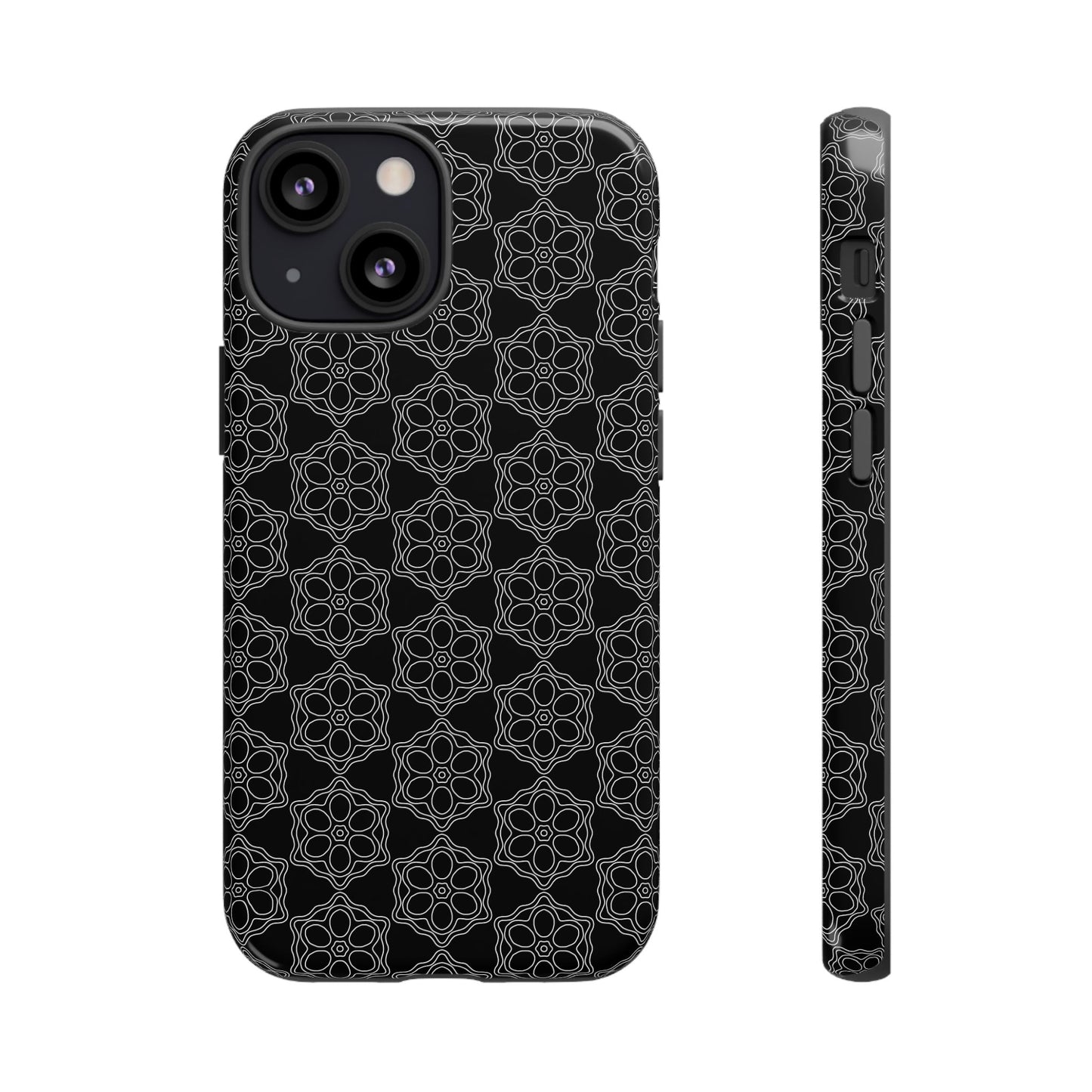 Geometric Pattern Phone Case, Dark Floral Case for Tough Protection, Stylish Smartphone Accessory, Gift for Tech Lovers, Trendy Mobile Cover
