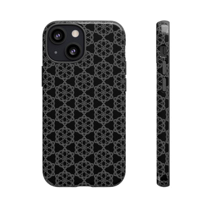 Geometric Pattern Phone Case, Dark Floral Case for Tough Protection, Stylish Smartphone Accessory, Gift for Tech Lovers, Trendy Mobile Cover