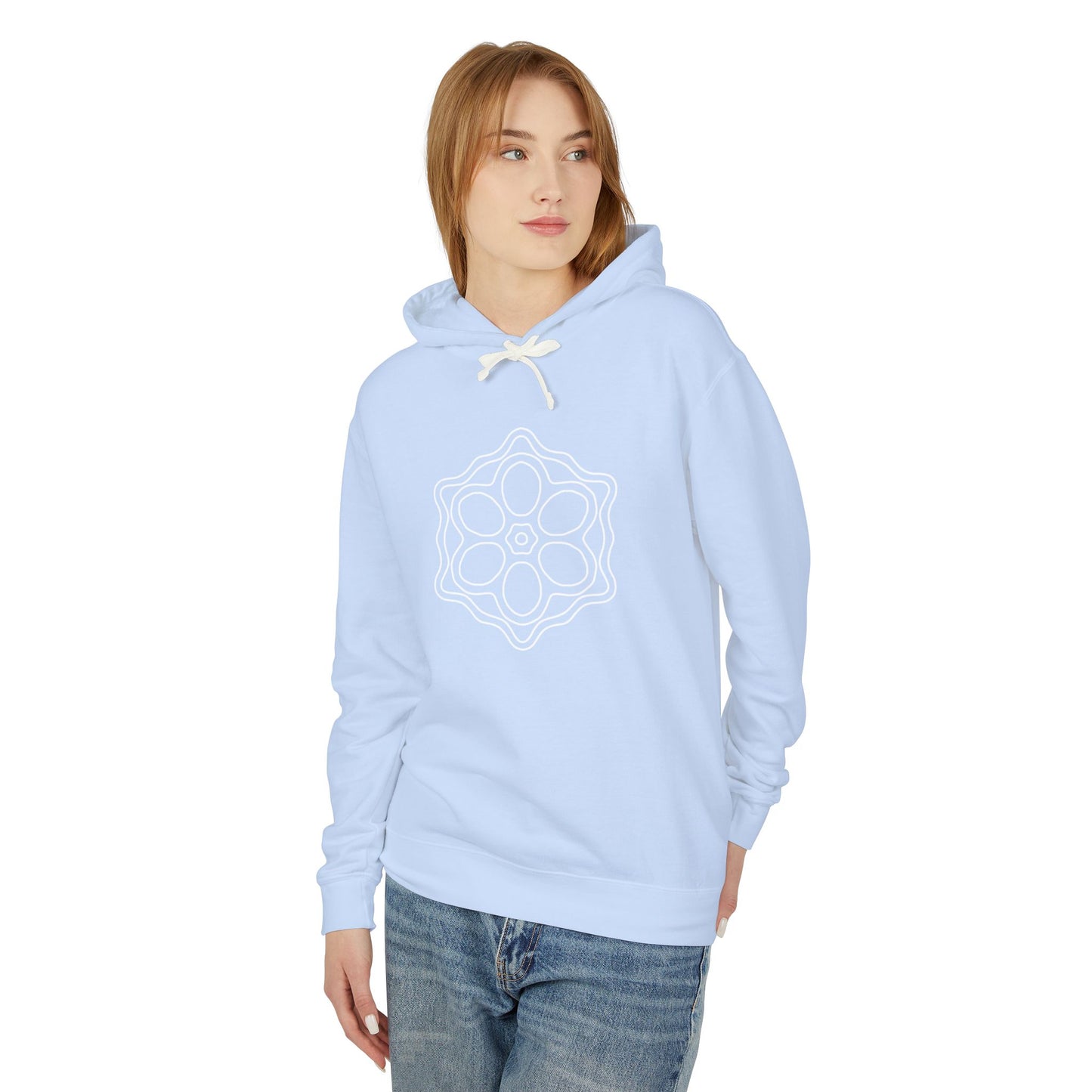 Meditative Mandala Unisex Hooded Sweatshirt, Lightweight Pullover Hoodie, Gift for Relaxation, Mindfulness Apparel, Cozy Layering