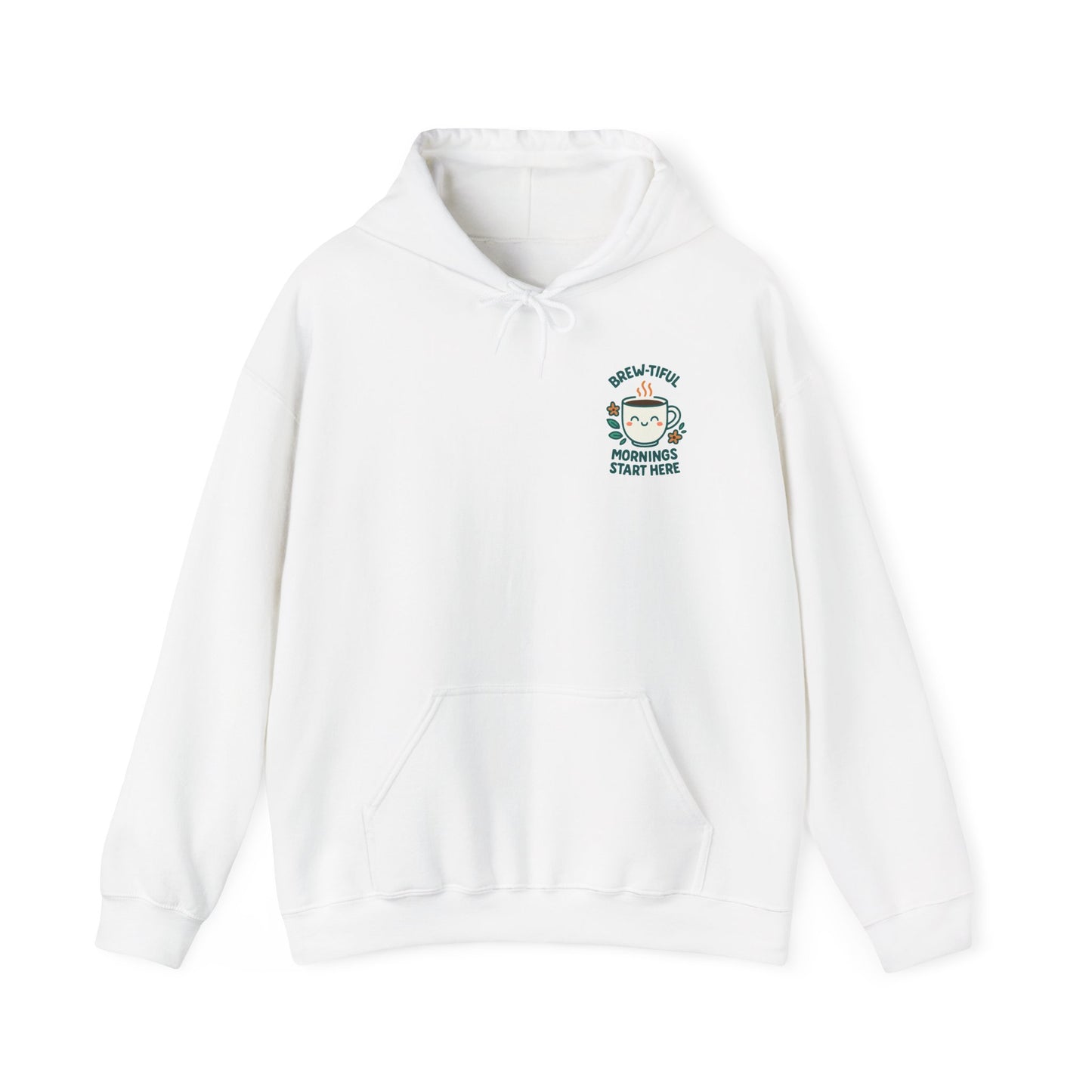 Brew-tiful Mornings Start Here Hoodie, Unisex Sweatshirt for Coffee Lovers, Cozy Gift