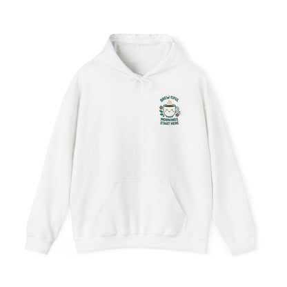 Brew-tiful Mornings Start Here Hoodie, Unisex Sweatshirt for Coffee Lovers, Cozy Gift