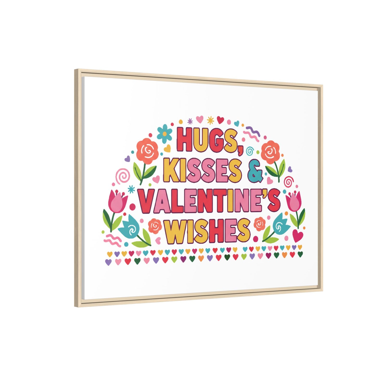 Hugs Kisses & Valentine's Wishes - Framed Canvas