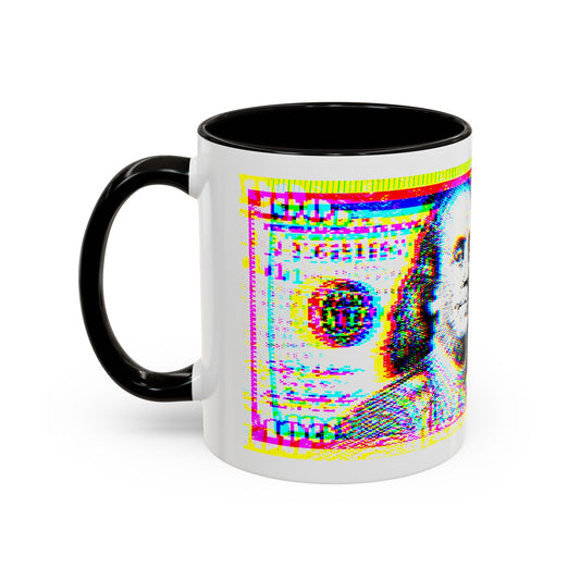 100 Dollars Bill - Neon Color Explosion - Color Accent Mug