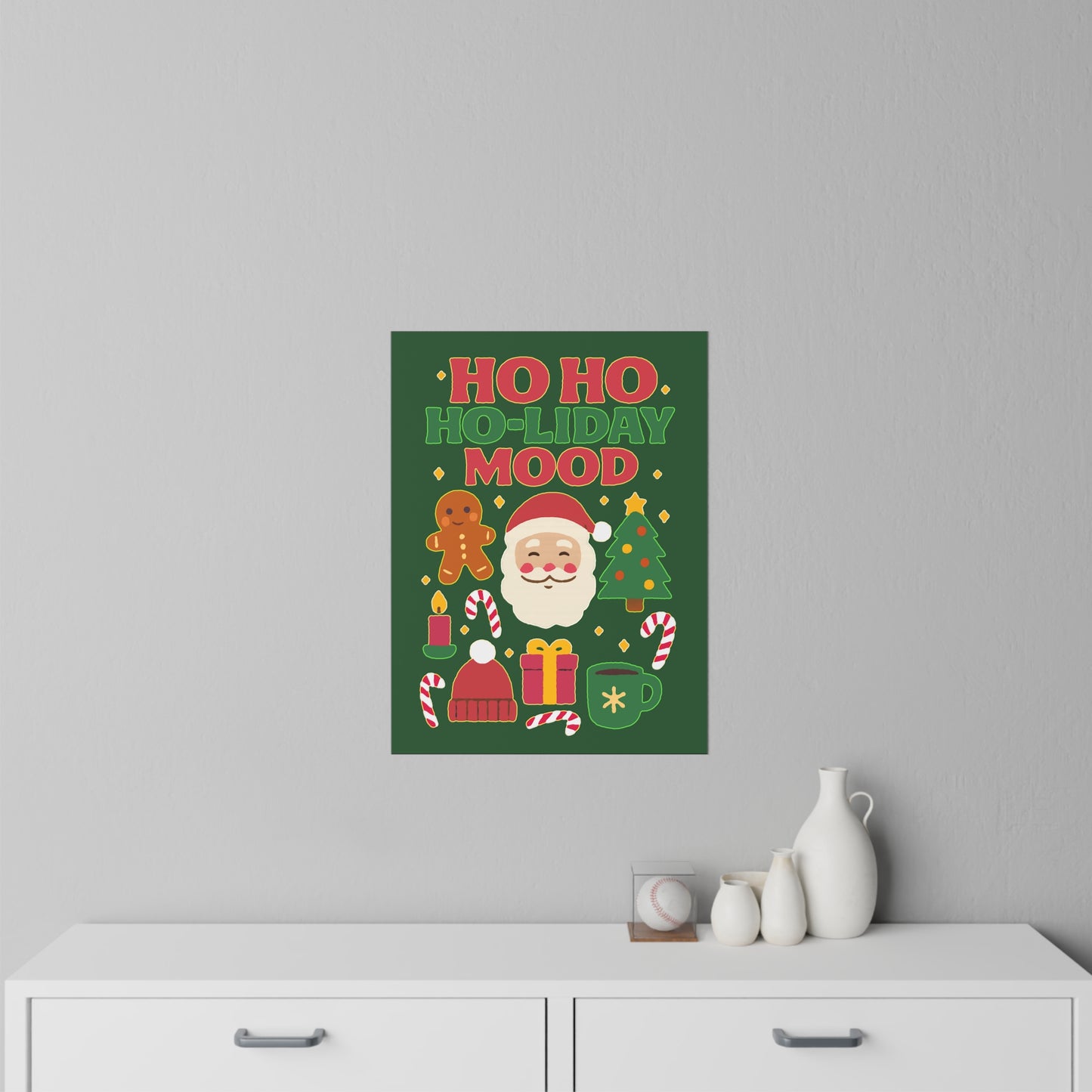 Festive Wall Decals, Ho Ho Ho-liday Mood Decor for Christmas, Holiday Party, Kids Room, Winter Decor, Seasonal Wall Art