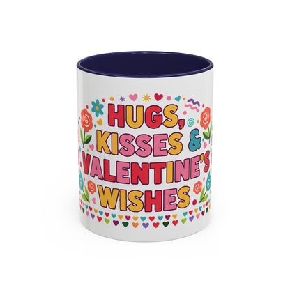 Hugs, Kisses & Valentine’s Wishes - Color Accent Mug
