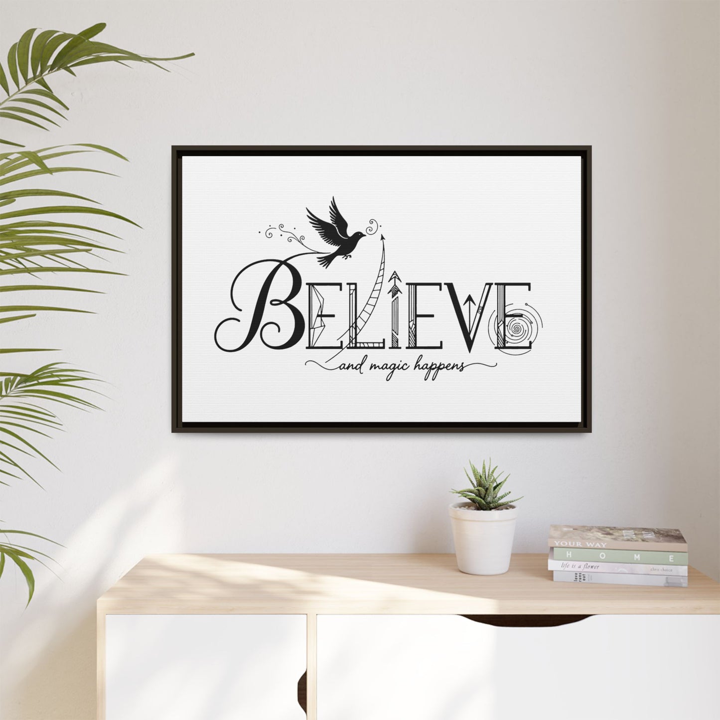 Believe and Magic Happens - Framed Canvas