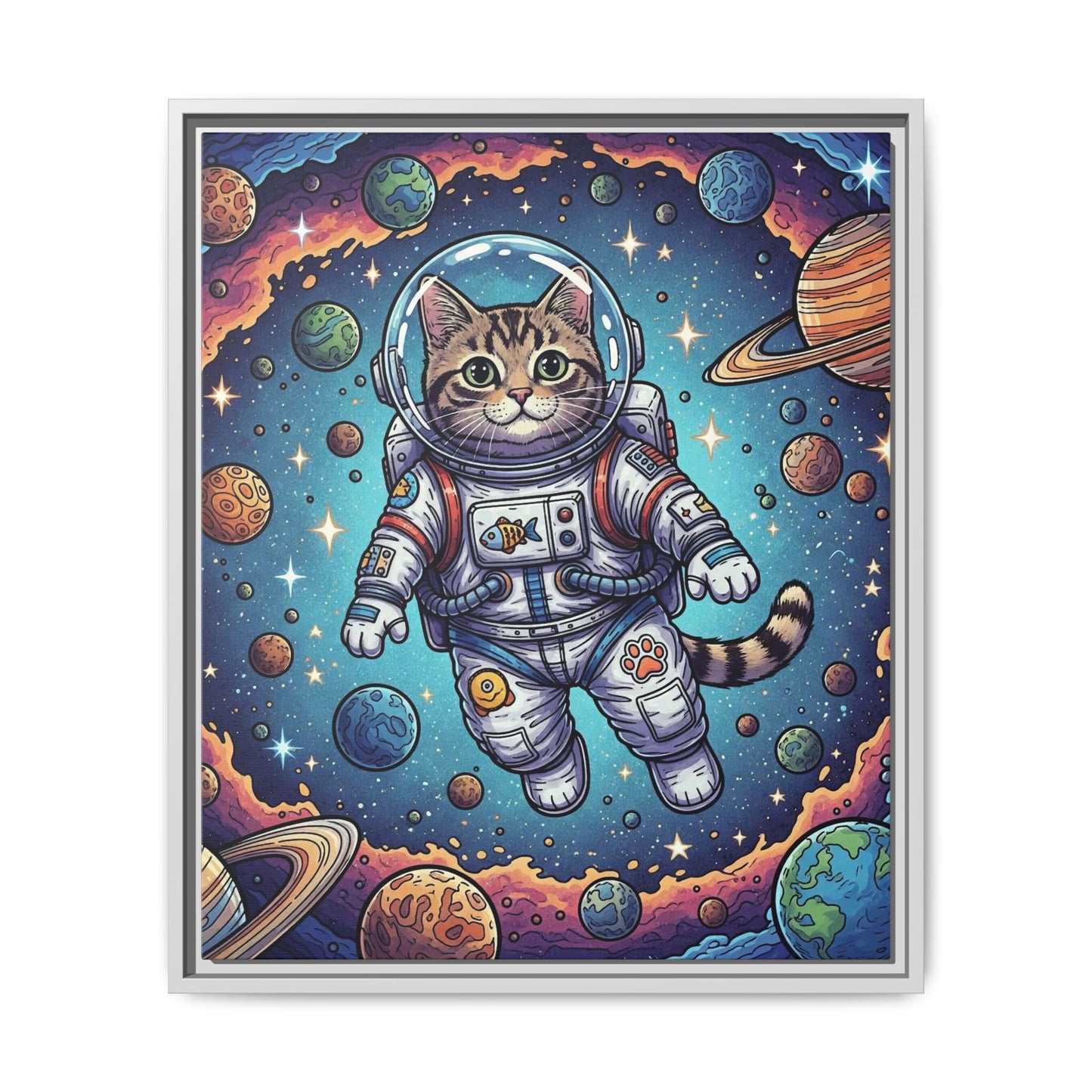Astronaut Cat - Framed Canvas