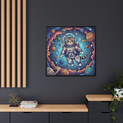 Astronaut Cat - Framed Canvas