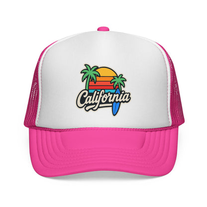 California Sunset Trucker Cap, Summer Hat, Beach Apparel, Gift for Him/Her, Fun Outdoor Accessory