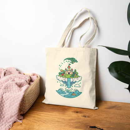 Floating Castle Dragon - Magical Fantasy Island - Tote Bag