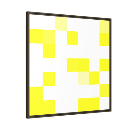 Yellow Pixel Grid - Framed Canvas