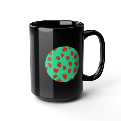 Strawberry Pattern - Black Mug