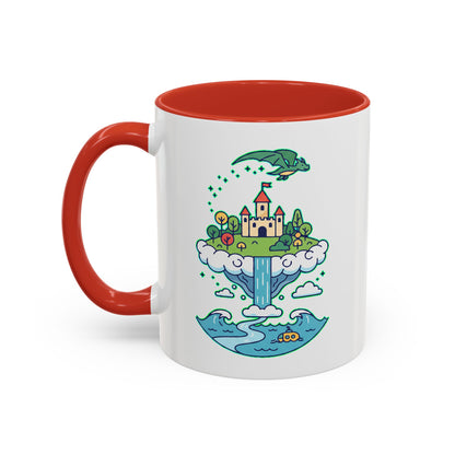 Floating Castle Dragon - Magical Fantasy Island - Color Accent Mug