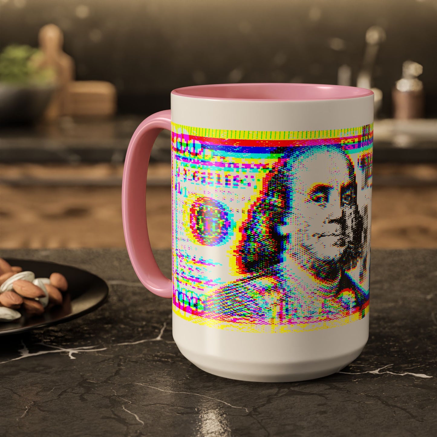 100 Dollars Bill - Neon Color Explosion - Color Accent Mug