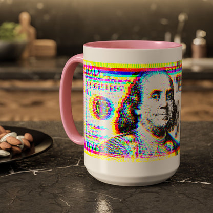 100 Dollars Bill - Neon Color Explosion - Color Accent Mug