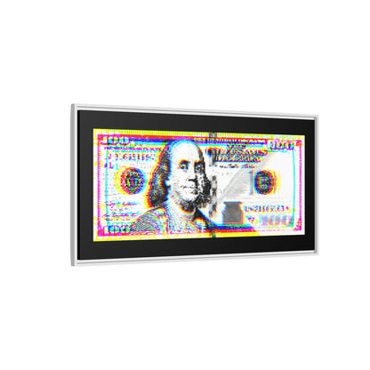 100 Dollars Bill - Neon Color Explosion - Framed Canvas