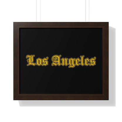 Los Angeles Framed Poster, Urban Wall Art for Home Decor, Cityscape Gift, Interior Design Accent, Modern Typography Decor - Golden Edition