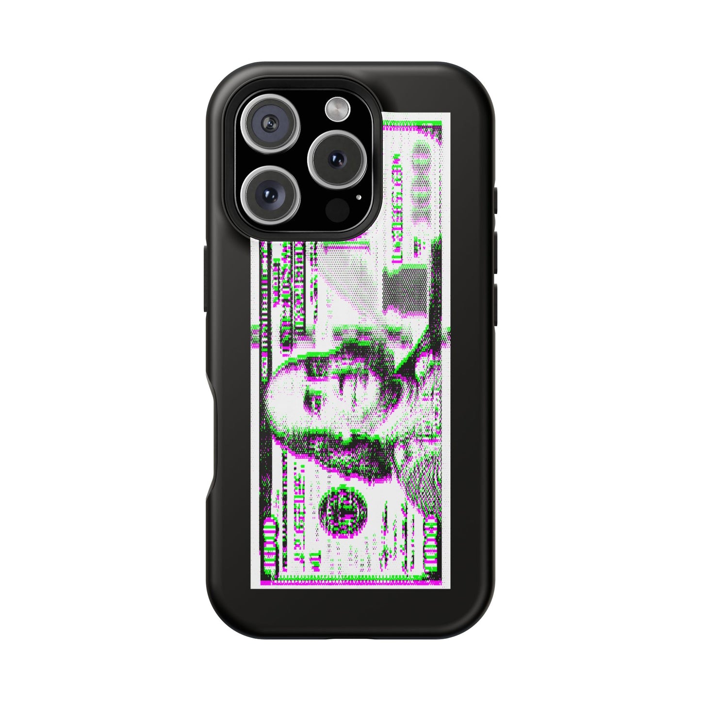 100 Dollars Bill - Green/Magenta Glitch - Magnetic Phone Case