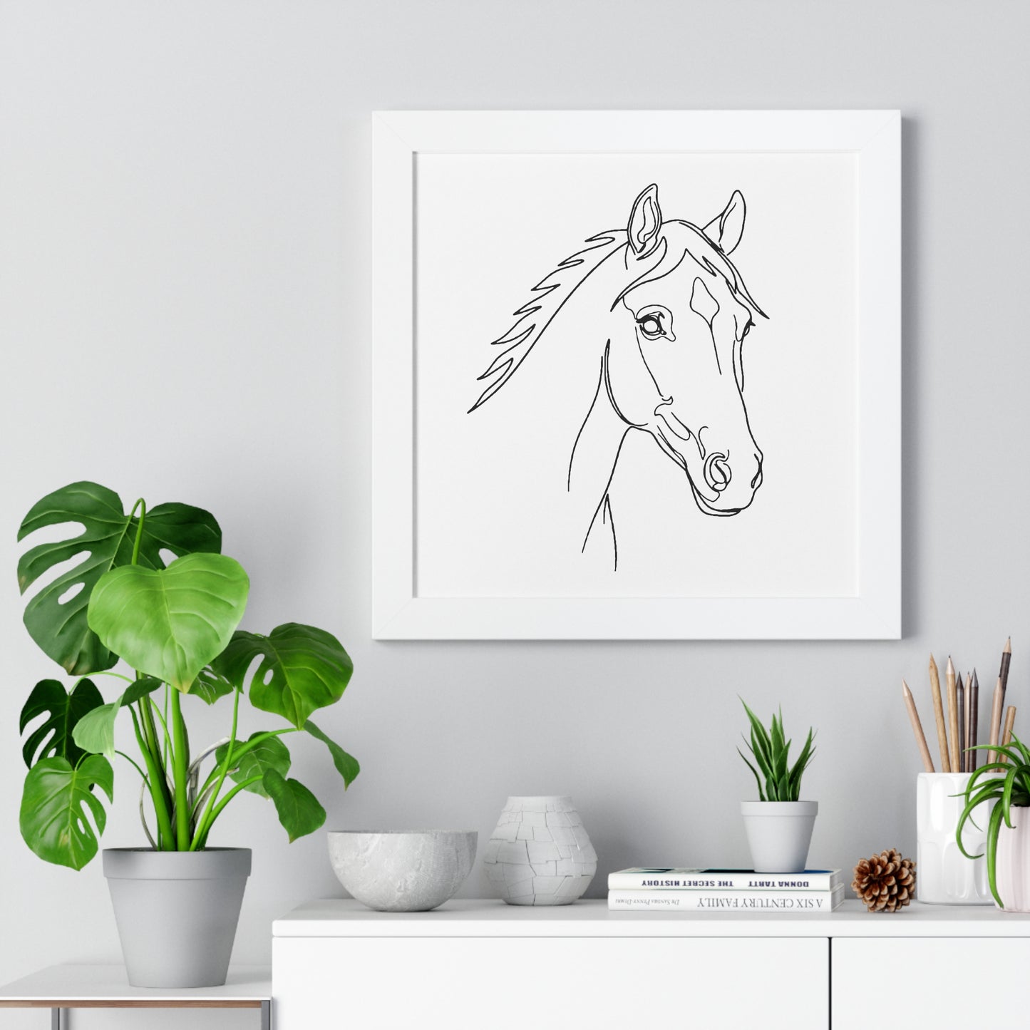 Horse Portrait Sketch - Framed Poster