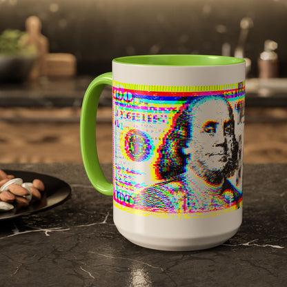 100 Dollars Bill - Neon Color Explosion - Color Accent Mug