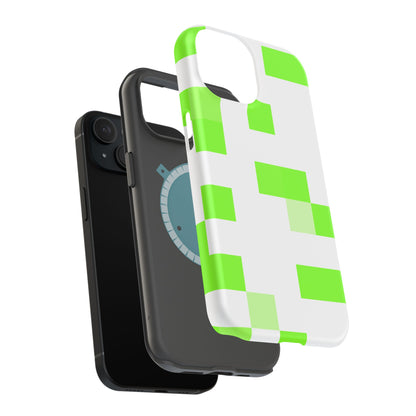 Lime Green Pixel Grid - Magnetic Phone Case