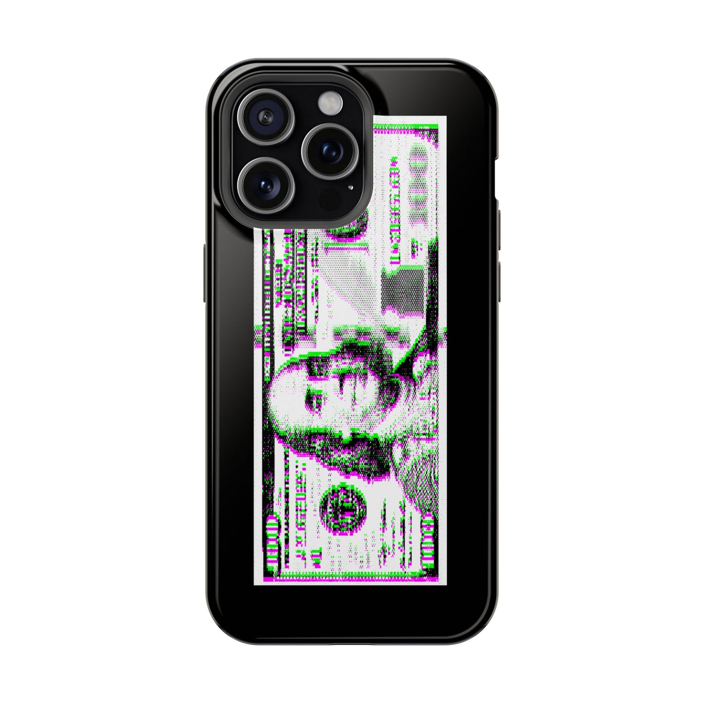 100 Dollars Bill - Green/Magenta Glitch - Magnetic Phone Case