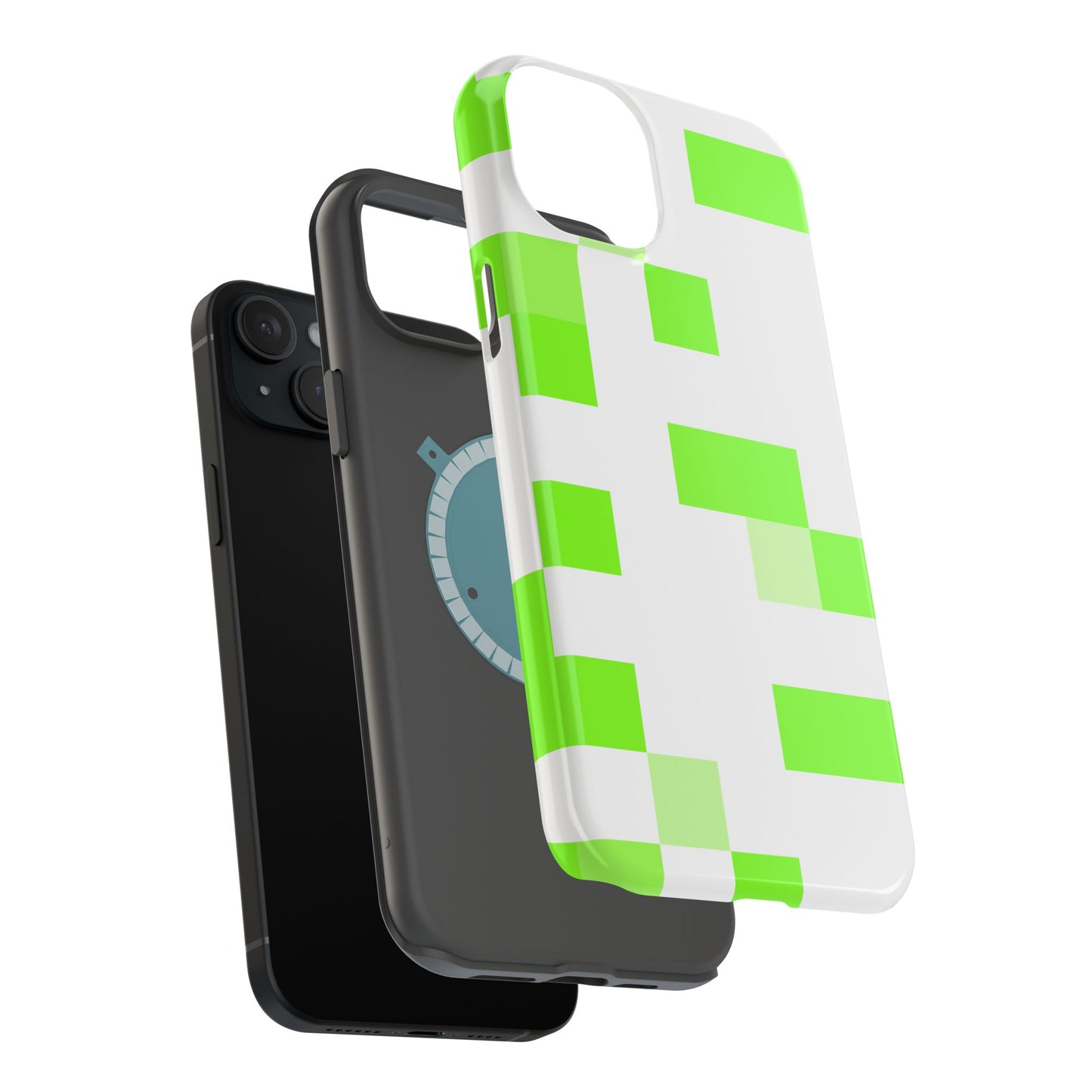 Lime Green Pixel Grid - Magnetic Phone Case