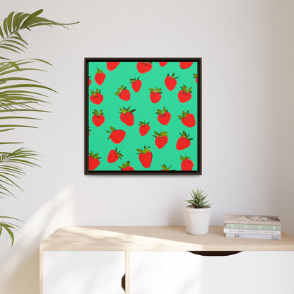 Strawberry Pattern - Framed Canvas
