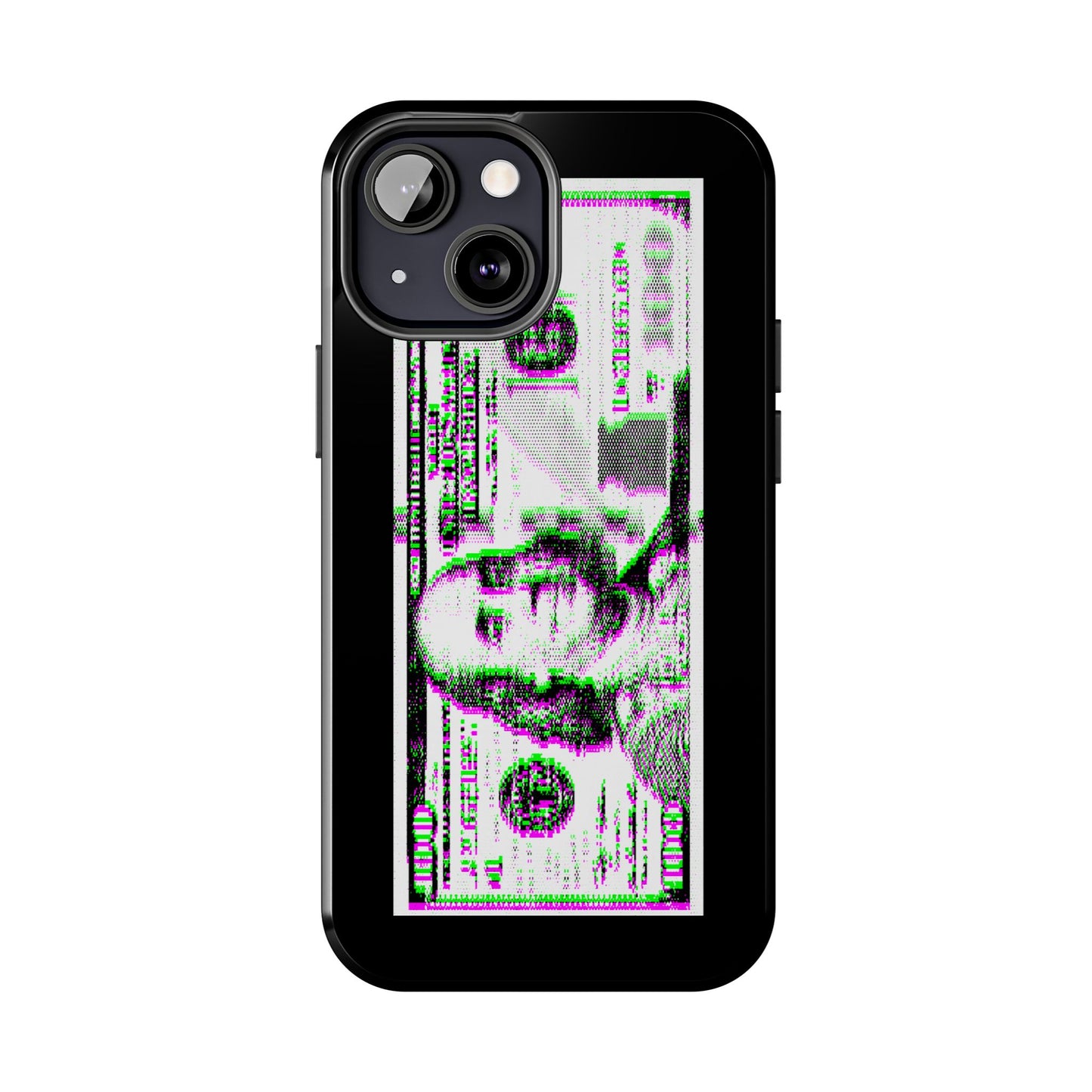 100 Dollars Bill - Green/Magenta Glitch - Phone Case