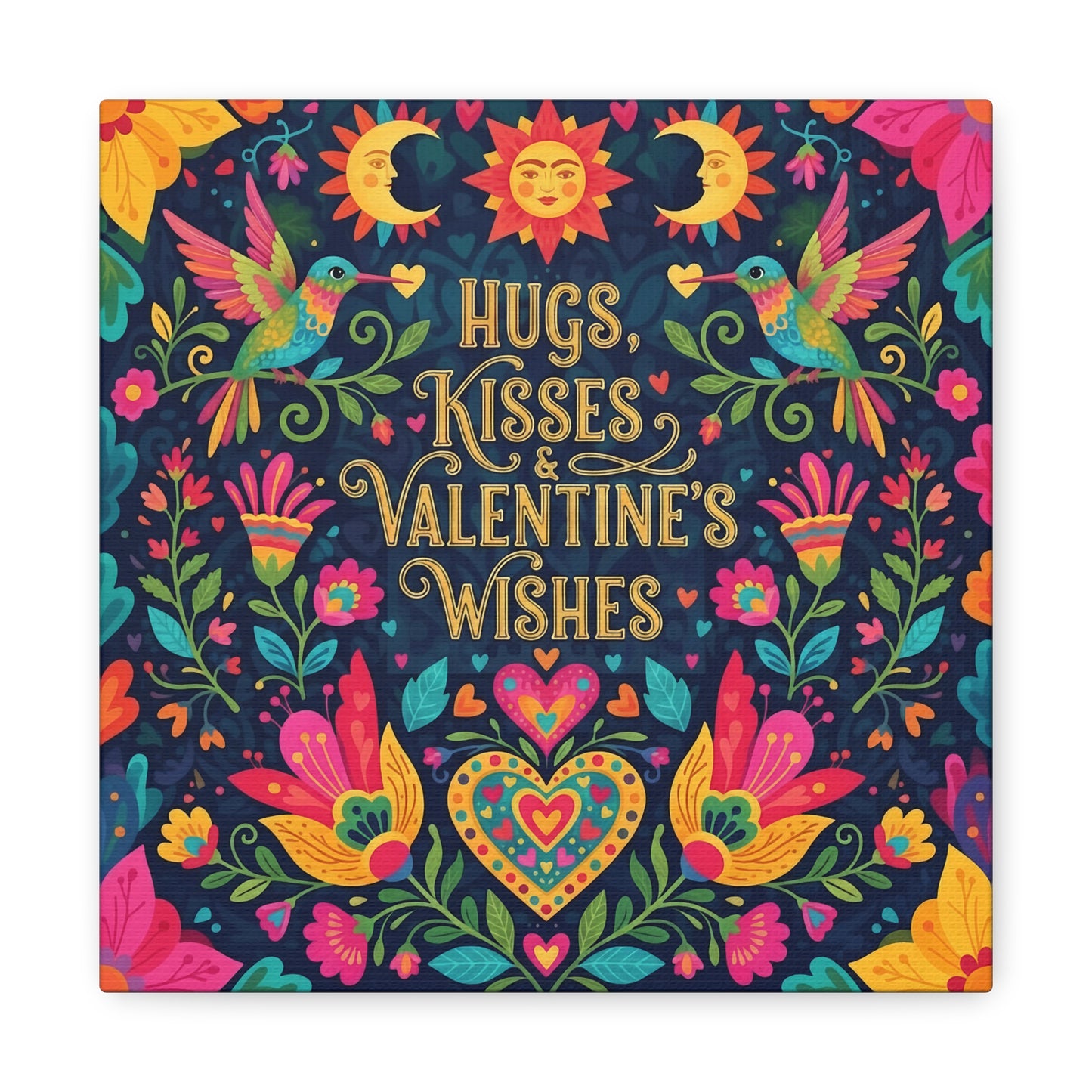 Hugs, Kisses & Valentine's Wishes - Stretched Canvas