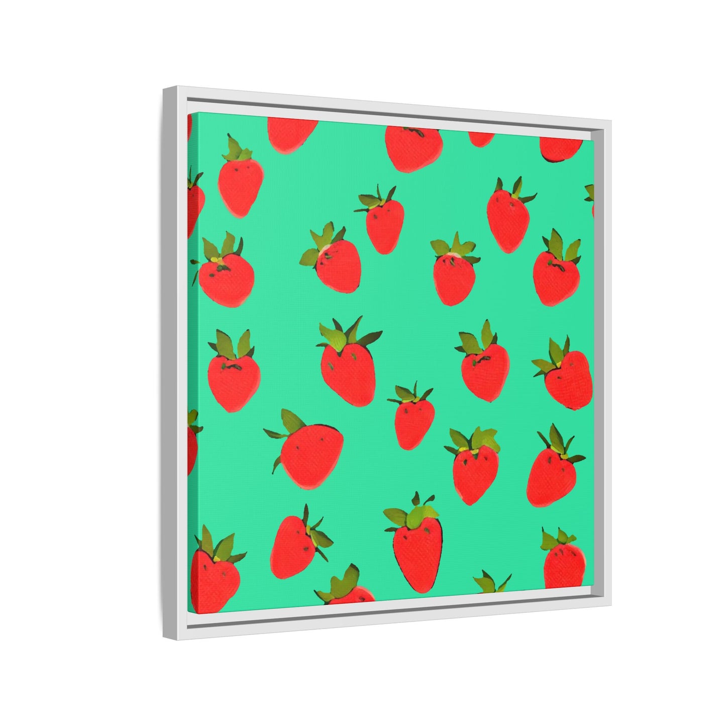 Strawberry Pattern - Framed Canvas