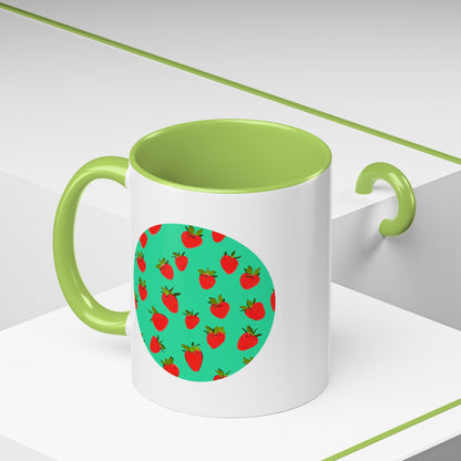 Strawberry Pattern - Color Accent Mug