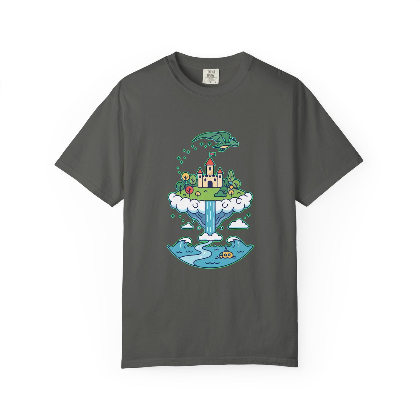 Floating Castle Dragon - Magical Fantasy Island - T-Shirt
